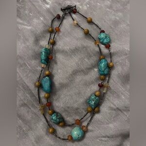 Turquoise and Brown Beaded Necklace